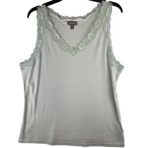 Style & Co. Womens Size XL Scallop Tank Top Enchant Mint lace trim